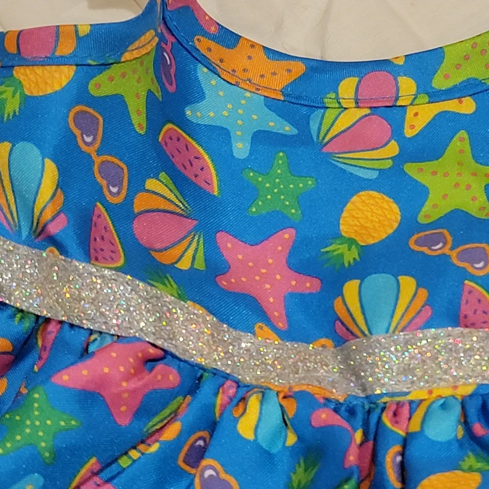 2021 Build A Bear Blue Tropical Summer Halter Dress with Tutu starfish shells